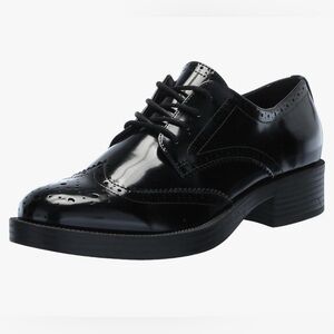 Nine West Womens Studey Black  Lace-Up Faux Leather Loafers 9 Medium NEW